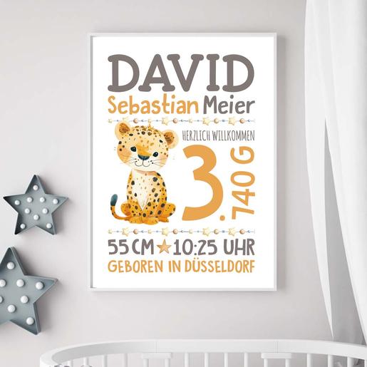 Geburtsanzeige | Kinderzimmerposter | Namensposter | Zootiere | Personalisiertes Geburtsposter, Namensbild, Babyzimmerdeko | Artikelnummer: 21057029 -4