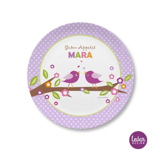 Melaminteller Vögel Dots | Kinderteller mit Namen BPA frei | Artikelnummer: 65984839 -3