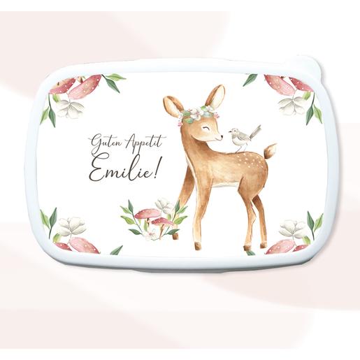 Personalisierte Brotdose Reh für Mädchen und Jungen | Geschenkideen für Kinder | Tolle Brotdose mit Namen personalisiert | Artikelnummer: 3021-0005-0058 -2