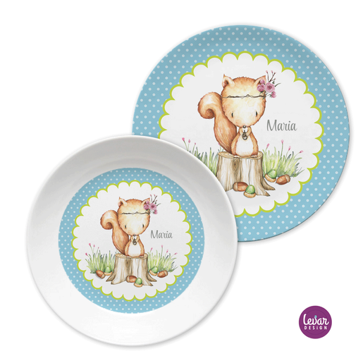 Hase Kindergeschirr Set, Kinderteller | Kinderteller mit Namen aus Melamin BPA frei | Artikelnummer: 52299116 -1