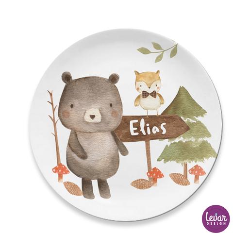 Kinderteller Waldtier Bär | Teller mit Namen aus Melamin BPA frei | Artikelnummer: 56324387