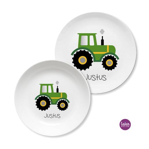 Geschirr-Set Kinder Melamin Traktor | Kinderteller mit Namen personalisiert, BPA frei, hergestellt in Deutschland | Artikelnummer: 0075-2842-1281 Kopie