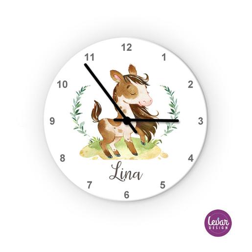 Kinderzimmer Uhr Pony | Wanduhr für Kinder Namen personalisiert | Artikelnummer: 3523-0351-2270 Kopie