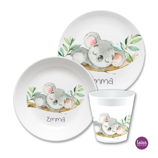 Kindergeschirr Set Koala | 3teiliges Geschirrset aus Melamin und BPA frei für Kinder | Artikelnummer: 6133-5716-0607 -5