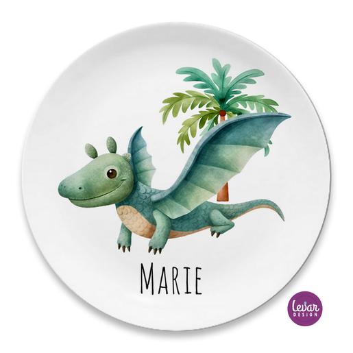 Kinderteller, Dessertteller Dinos | Teller mit Namen aus Melamin BPA frei | Artikelnummer: kitepony1 -6