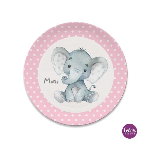 Kinderteller Babyelefant | Kindergeschirr mit Namen aus Melamin BPA frei | Artikelnummer: 4402-5632-0334 -1