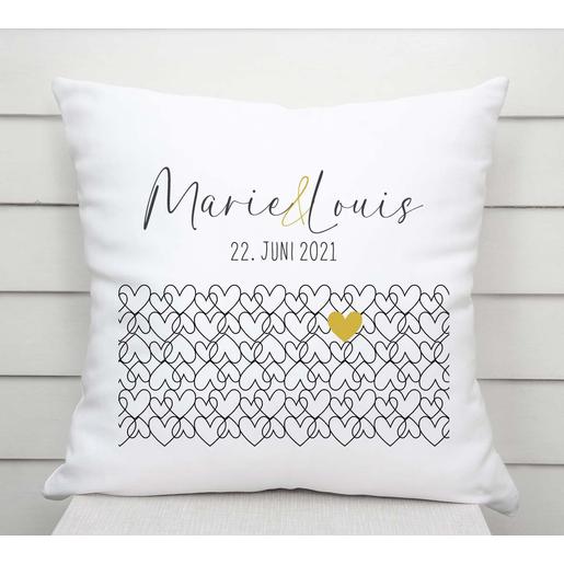 Personalisiertes Kissen Line Art | Geschenk zur Hochzeit | Weiches Kissen mit Füllung | Artikelnummer: 7663-3235-4350 156