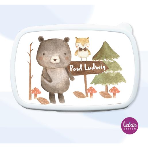 Brotdose für Mädchen und Jungen | Waldtiere | Personalisiertes Geschenk für Kinder | Tolle Brotdose mit Namen personalisiert | Artikelnummer: 1580-1274-8767 -1