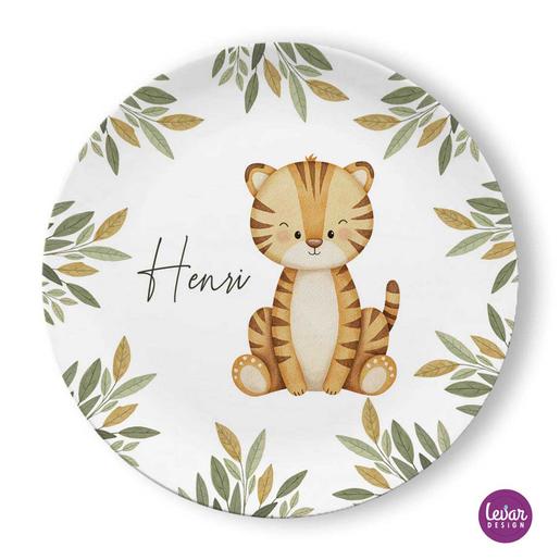 Dschungeltiere Geschirr Set, 2 teilig | Kinderteller mit Namen aus Melamin BPA frei | Artikelnummer: kisetkr 25