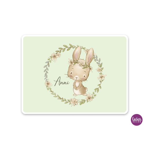 Tischset, Platzdeckchen, Waldtiere, Hasen | Zauberhaftes Tischset mit Namen personalisiert, abwischbar | Artikelnummer: 6442-1370-4884 -8