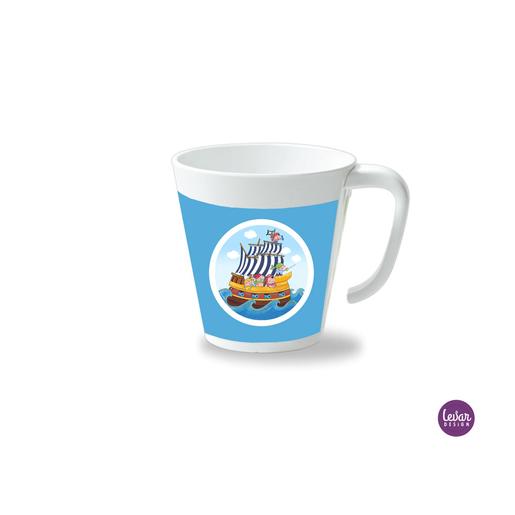 Kinderbecher mit Henkel, Pirat | Henkelbecher groß, 325 ml,  Ø 9,7 cm, Höhe 10 cm | Artikelnummer: henkbechpiratsc -1