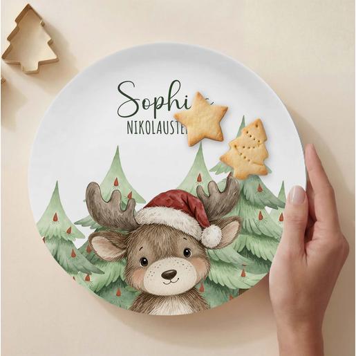 Kinderteller, Weihnachtsteller , Nikolausteller  | Teller mit Namen personalisiert, BPA frei und hergestellt in Deutschland | Artikelnummer: weihtellroel