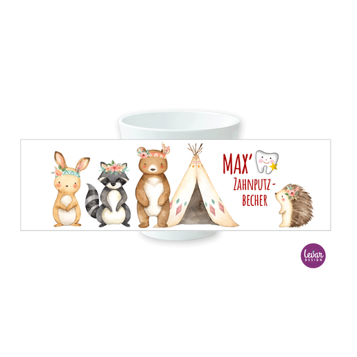 Zahnputzbecher Waldtiere für Kinder | Becher aus Melamin BPA frei, hergestellt in Deutschland | Artikelnummer: 1025-2034-6410