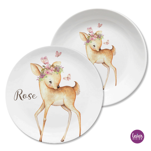 Personalisierter Kinderteller Rehe |  Personalisiertes Kindergeschirr Set, Rehkitz | Artikelnummer: 62199116 -3