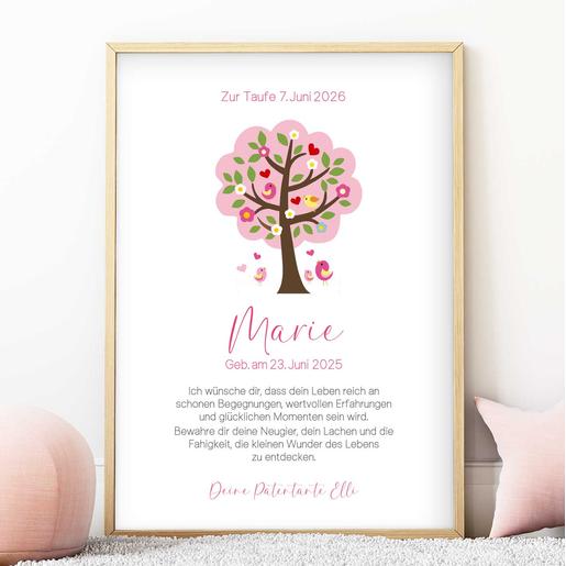 Patenbrief mit Namen - Lebensbaum | Fineart - Kunstdruck mit Namen und Geburtsdaten | Artikelnummer: 2331-7240-105891 -2