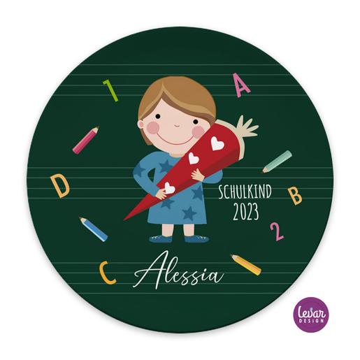 Kinderteller aus Melamin für Mädchen zum Schulanfang | BPA frei und hergestellt in Deutschland | Artikelnummer: 3250-4762-0310 -3