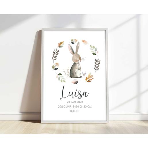 Poster | Hase | Namensbild mit Geburtsdaten DINA 3 | Artikelnummer: 0283-4710-0020-2
