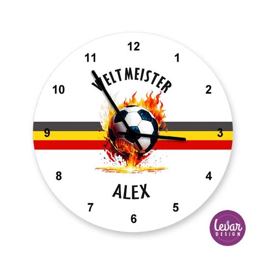 Wanduhr, Kinderzimmer Uhr, Fußball | Personalisiertes Geschenk für Jungs | Artikelnummer: 1758-1483-6128 -1