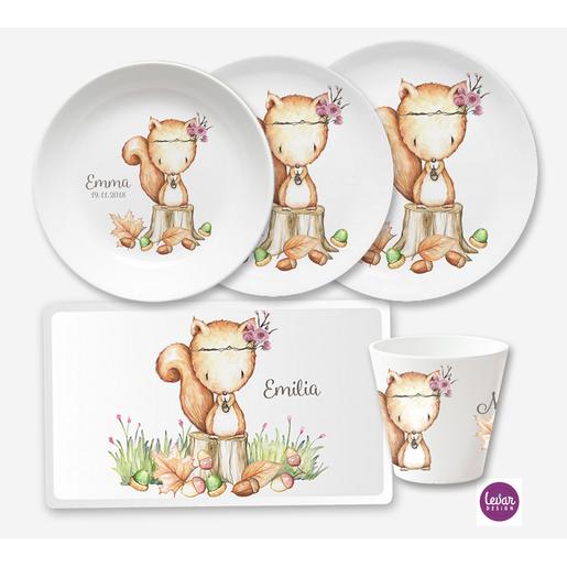 Eichhörnchen Kindergeschirr Set 5 teilig  | Geschirrset aus Melamin und BPA frei für Kinder | Artikelnummer: 0182-5868-4180 -1