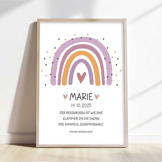 Personalisiertes Poster Patenbrief mit Segensspruch | Baby Poster personalisiert mit Namen | Artikelnummer: 7872-1204-8337-3