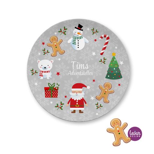 Personalisierter Weihnachtsteller, Nikolausteller  | Teller mit Namen personalisiert, BPA frei und hergestellt in Deutschland | Artikelnummer: weihtebl -9