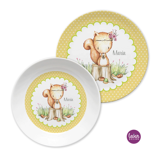 Hase Kindergeschirr Set, Kinderteller | Kinderteller mit Namen aus Melamin BPA frei | Artikelnummer: 52299116 -3