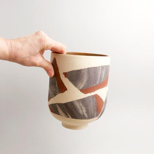 handmade Nerikomi ceramic planter - Komito Ceramics