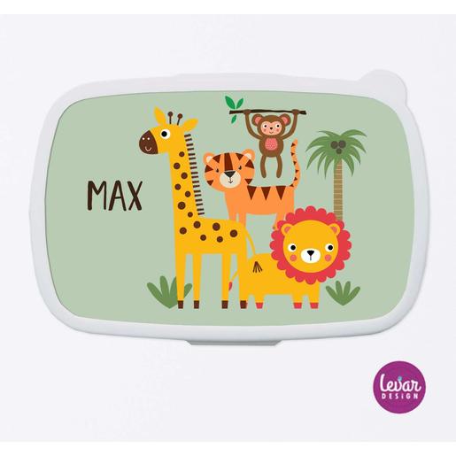 Brotdose Dschungeltiere | Tolle Brotdose mit Namen personalisiert für den Kindergarten | Artikelnummer: 74656503