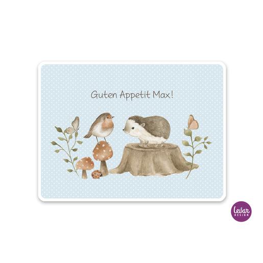 Tischset, Platzdeckchen, Waldtiere, Igel, Vogel | Abwischbares Tischset mit Namen personalisiert | Artikelnummer: 2524-1673-1081 -1