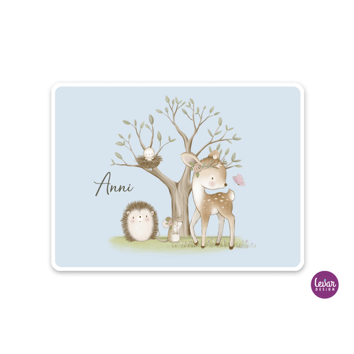 Tischset, Platzdeckchen, Waldtiere | Zauberhaftes Tischset mit Namen personalisiert, abwischbar | Artikelnummer: 2680-0081-7287 -6