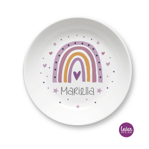 Kindergeschirr Regenbogen mit Namen personalisiert | Kindergeschirr Set aus Melamin, BPA frei | Artikelnummer: 2568-4664-8381 -1