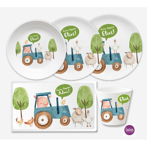 Kindergeschirr Set 5 teilig  Waldtiere, Bauernhof | Geschirrset aus Melamin und BPA frei für Kinder | Artikelnummer: 2088-0268-3027 -2