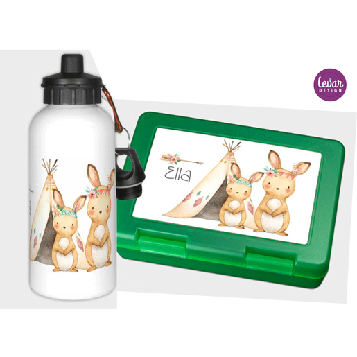 Kita Set Brotdose und Trinkflasche Woodland | Mit Namen personalisierbare Brotdose und Trinkflasche | Artikelnummer: 4268-6805-0668 Kopie