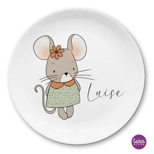 Kinderteller Maus mit Namen | Eßteller aus hochwertigem Melamin | Artikelnummer: 1636-4837-4443 -2