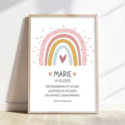 Personalisiertes Poster Patenbrief mit Segensspruch | Baby Poster personalisiert mit Namen | Artikelnummer: 7872-1204-8337-6