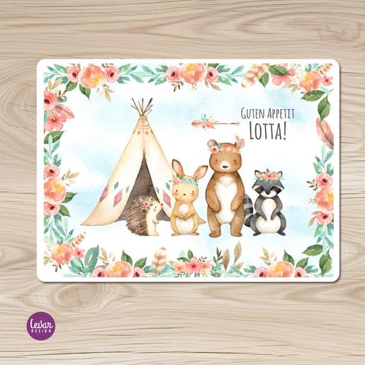 Tischset, Platzdeckchen, Waldtiere | Zauberhaftes Platzset mit Namen personalisiert | Artikelnummer: 17833728