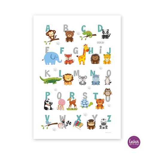Poster Tieralphabet | ABC Poster Weiß|  | DINA 2 | Artikelnummer: svssyd-1