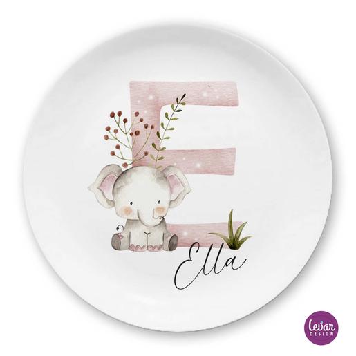 Buchstabe - personalisierter Kinderteller  | Zauberhafter Melaminteller mit Namen | Artikelnummer: kitellherz18