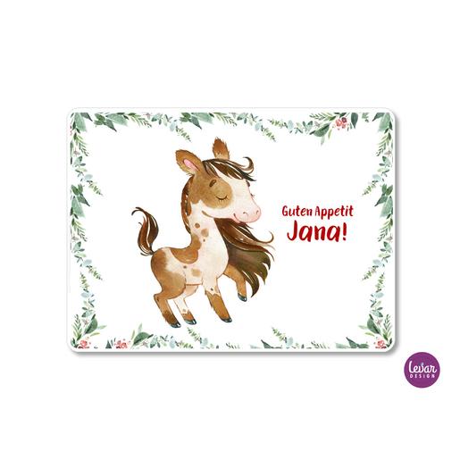 Tischset, Platzdeckchen, Pony, Pferd | Zauberhaftes Platzset mit Namen personalisiert | Artikelnummer: 4383-8481-2333 -2