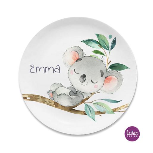 Personalisierter Kinderteller Koala | Zauberhafter Melamineller aus Melamin, BPA frei | Artikelnummer:  	kitelkat18