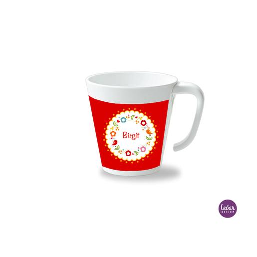 Kinderbecher mit Henkel, Blütenkranz  | Henkelbecher groß, 325 ml,  Ø 9,7 cm, Höhe 10 cm | Artikelnummer: henkbechbluetenkranz -2