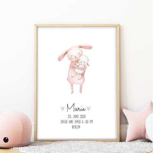 Poster Hase | personalisiert | Personalisiertes Geburtsposter mit Namen | Artikelnummer: 64551615 -1