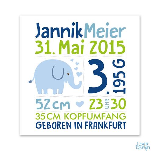 Namensbild Wandbild mit Geburtsdaten Elefant  |  | Artikelnummer: 63972283 -5