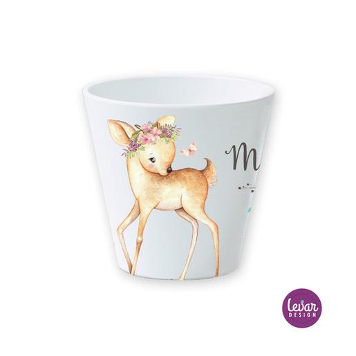 Kinderbecher Reh Blüten | Kinderteller, Trinkbecher mit Namen aus Melamin BPA frei | Artikelnummer: 596718-1