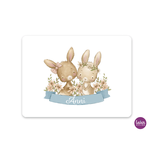 Tischset, Platzset, Waldtiere Hasen | Zauberhaftes Tischset mit Namen personalisiert, abwischbar | Artikelnummer: 8742-5215-4357