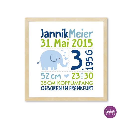 Namensbild Wandbild mit Geburtsdaten Elefant  |  | Artikelnummer: 63972283 -4
