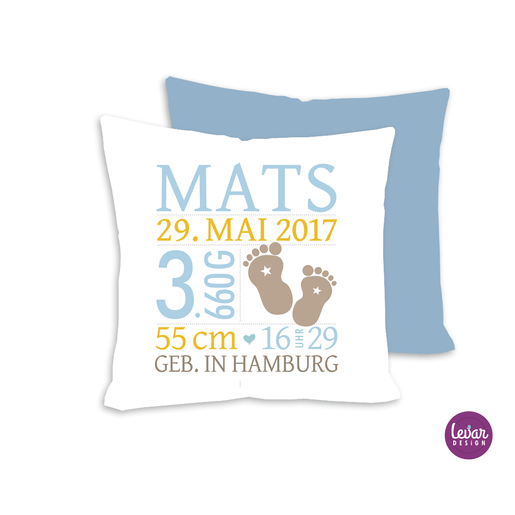 Baby Kissen Babyfüße mit Füllung  | Zauberhaftes Namenskissen zur Geburt und Taufe mit Geburtsdaten | Artikelnummer: 560127 -4