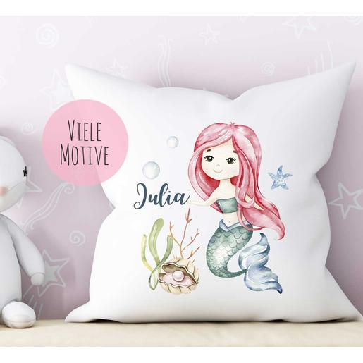 Babykissen Meerjungfrau | Weiches Kissen mit Füllung personalisiert | Artikelnummer: 0824-7001-3232 -4