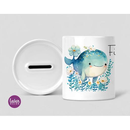 Spardose Wal mit Namen personalisiert | Keramikspardose für Kinder | Artikelnummer: 1370-7258-3704