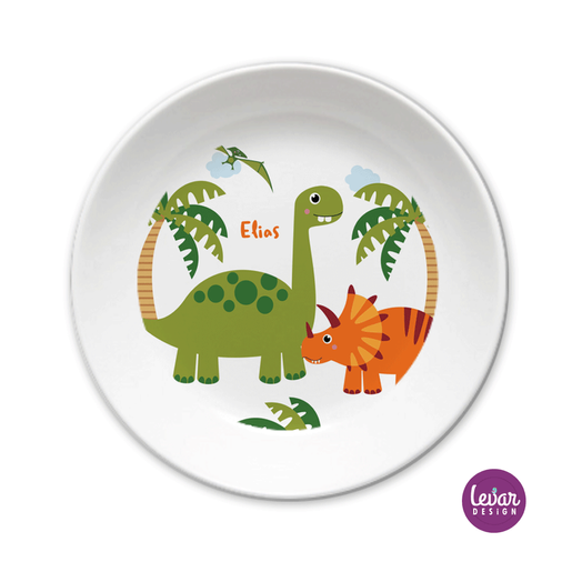 Kinderteller Schale Dinos | Teller mit Namen aus Melamin BPA frei | Artikelnummer: 4521923 -1
